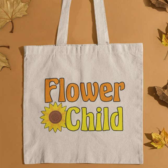 Tote Bag Fleur Enfant mignonne Hippie tournesol les années  (Créateur téléchargé)