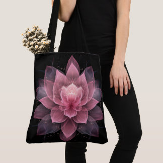 Tote Bag Fleur Ethereal Lotus - Yoga noir rose clair