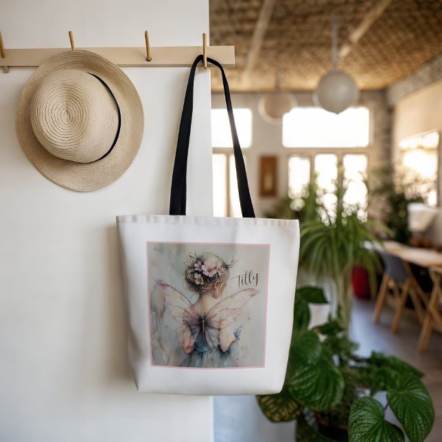 Tote Bag Fleur Fée personnalisée fille Fourre-tout mariage  (Créateur téléchargé)