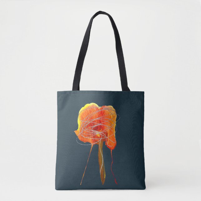 Tote Bag Fleur florale gribouillante Abstraite art moderne (Devant)