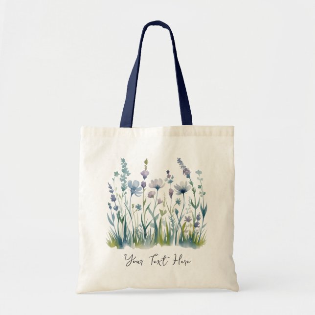 Tote Bag Fleur Florale Moderne de Fleurs Sauvages à l'Aquar (Devant)