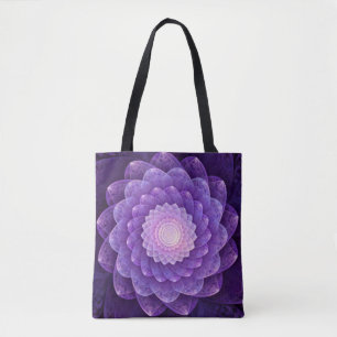 Tote Bag Fleur fractale en violet