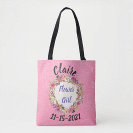 Tote Bag Fleur Girl Floral Wreath Design