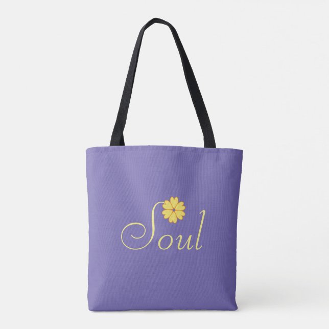 Tote Bag Fleur jaune sur Lavender Blue (Dos)
