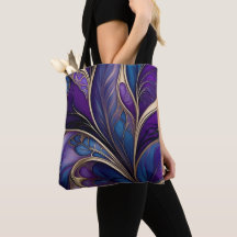 Fleur Majestueuse - Abstrait Violet et Bleu Profon