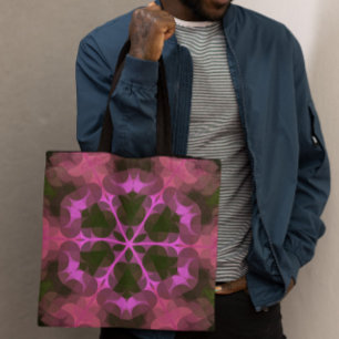 Tote Bag Fleur Mandala Retro rose et vert