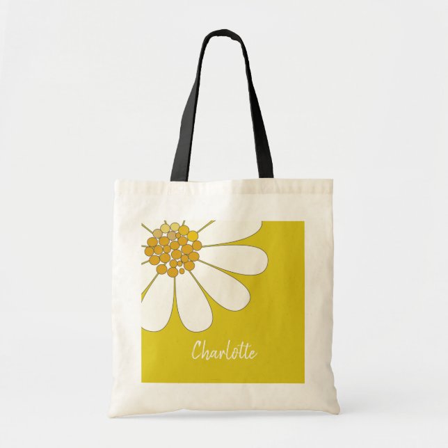 Tote Bag Fleur marguerite blanche Personnaliser le nom Anni (Devant)