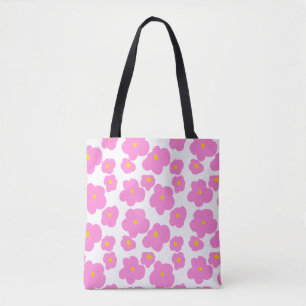 Tote Bag Fleur marguerite rose jaune moderne motif élégant