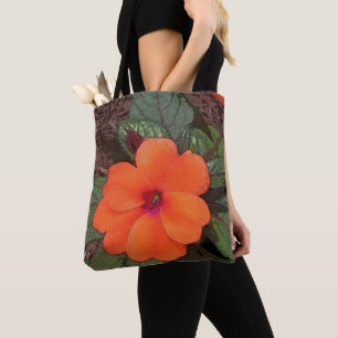 Tote Bag Fleur orange de près