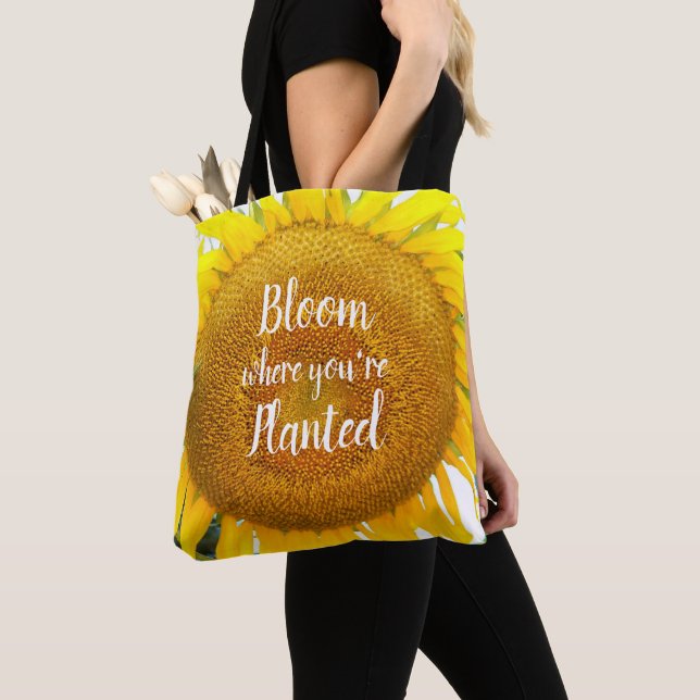 Tote Bag Fleur où vous êtes planté Tournesol Jaune (De près)