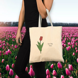 Tote Bag Fleur pastel de Tulipe rouge botanique