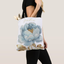 Fleur romantique bleue et dorée