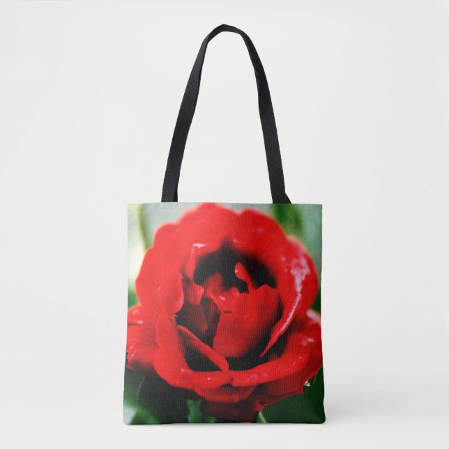 Tote Bag Fleur romantique de rose rouge (Devant)