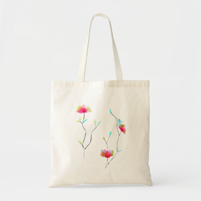 Tote Bag Fleur rose moderne simple d'inspiration japonaise (Devant)