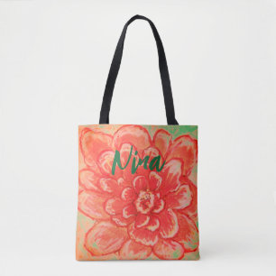 Tote Bag Fleur rose pâle