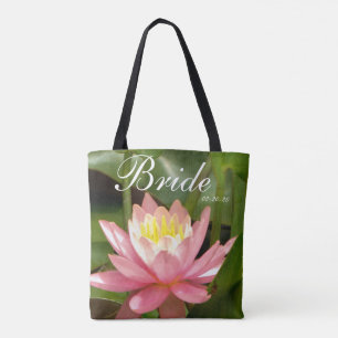 Tote Bag Fleur rose personnalisée avec Nom Mariée et date