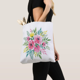 Tote Bag Fleur sauvage d’aquarelle pour femmes - Loose Fit