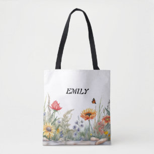 Tote Bag Fleur sauvage de tournesols rustiques   Nom person