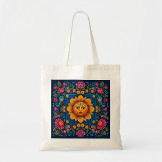 Tote Bag Fleur solaire - Art populaire Solarpunk Fourre-tou