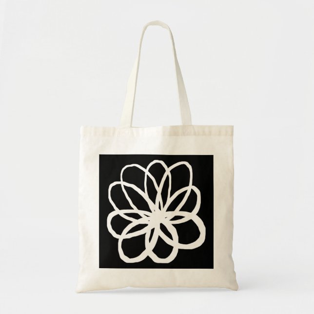 Tote Bag Fleur Spontanée - Transparent sur Noir (Devant)