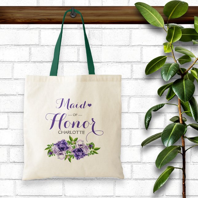 Tote Bag Fleur violette servante d'honneur (Créateur téléchargé)