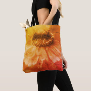 Tote Bag Fleur Zinnia Daisy Soft À Sepia Vintage