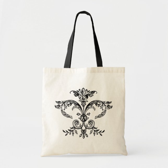 Tote Bag Fleurish de fantaisie BW (Devant)
