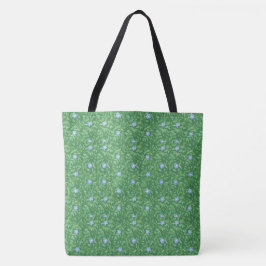 Tote Bag Fleurs à perches bleu vif sur vert foncé