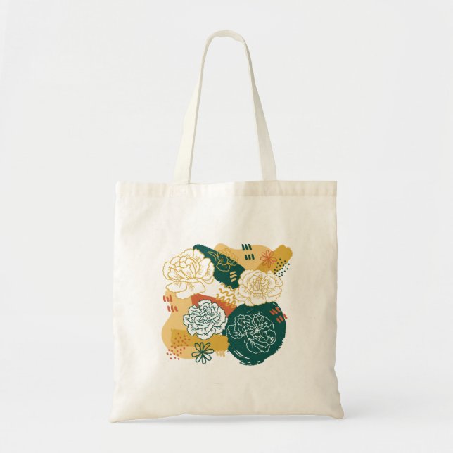 Tote Bag Fleurs abstraites colorées (Devant)