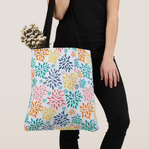 Tote Bag Fleurs abstraites colorées motif
