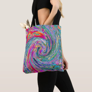 Tote Bag Fleurs Abstraites Vagues de Couleurs Psychédélique