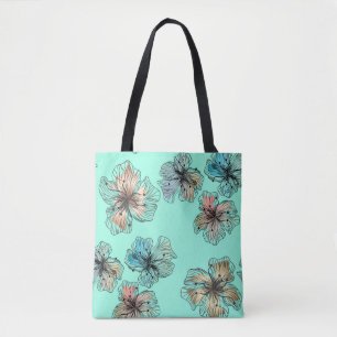 Tote Bag Fleurs alignées sans couture abstrait PA moderne