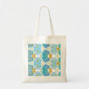 Tote Bag Fleurs aquarelles bleues et jaunes