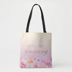 Tote Bag Fleurs aquarelles colorées adorables