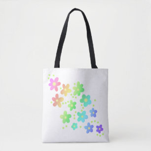 Tote Bag Fleurs arc-en-ciel géantes