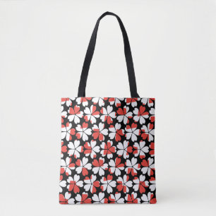 Tote Bag Fleurs blanches rouges mignons motif