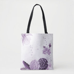 Tote Bag fleurs botaniques violettes romantiques