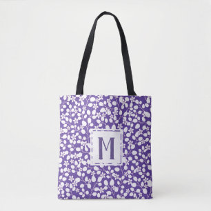 Tote Bag Fleurs Branches Florales Modernes Violettes Blanch