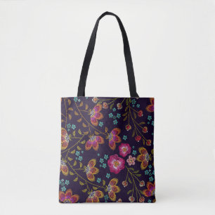 Tote Bag Fleurs brodées : mode sans couture motif