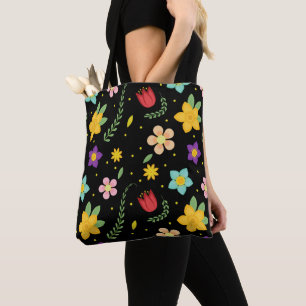 Tote Bag Fleurs Colorées Aquarelle Mignonne