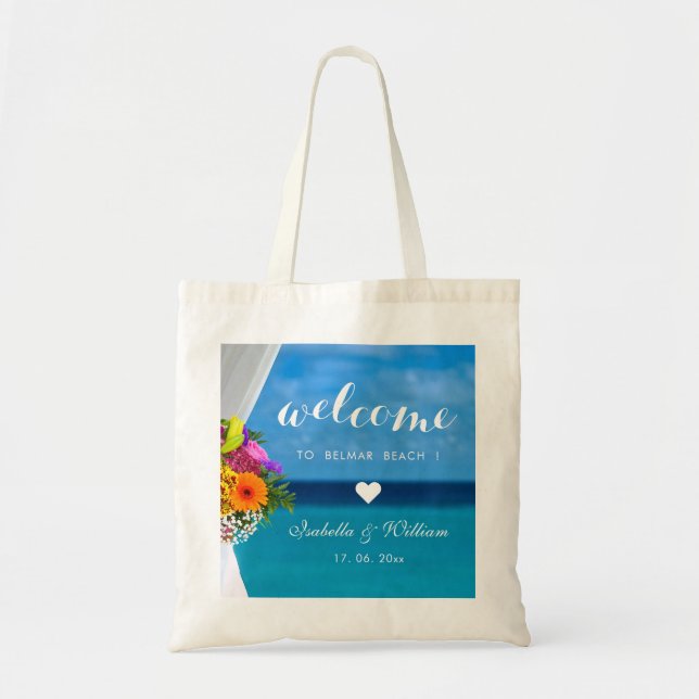 Tote Bag Fleurs colorées élégantes Plage Accueil Favoriser (Devant)