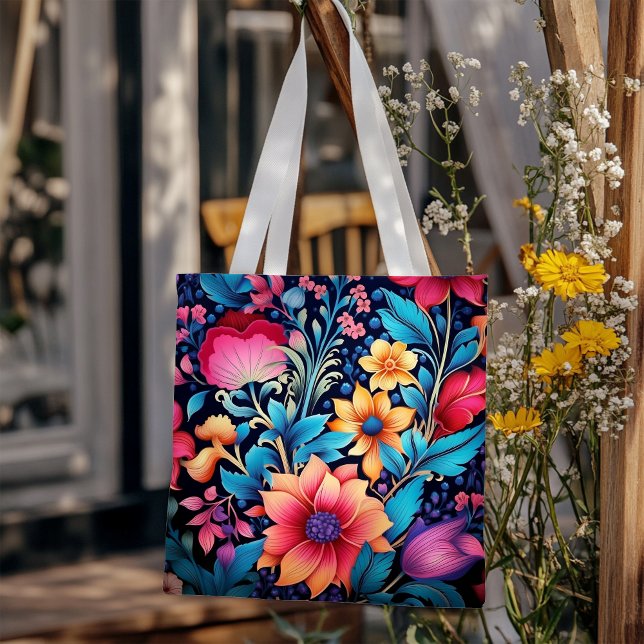 Tote Bag Fleurs colorées en gras (Créateur téléchargé)