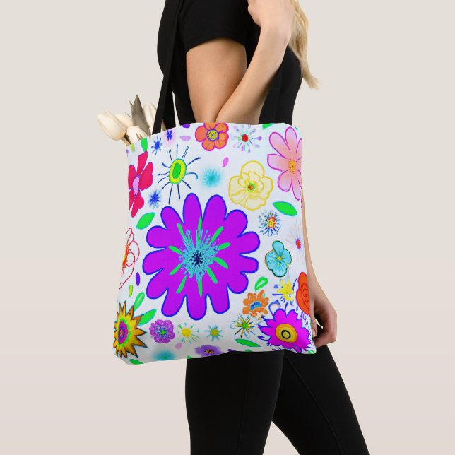 Tote Bag Fleurs colorées Motif (De près)