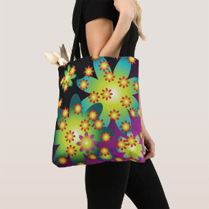 Tote Bag Fleurs colorées rétro