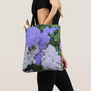 Tote Bag Fleurs d'Ageratum Bleu et Blanc Floral