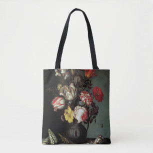 Tote Bag Fleurs dans un vase avec des coquilles et des inse