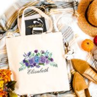 Fleurs d'aquarelle bleu pourpre Bridesmaid Cadeau