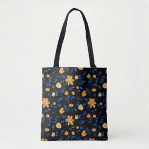 Tote Bag Fleurs d'aquarelle dessinées à la main et motif fe