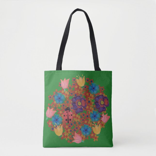 Tote Bag Fleurs d'aquarelle vintage motif (Devant)