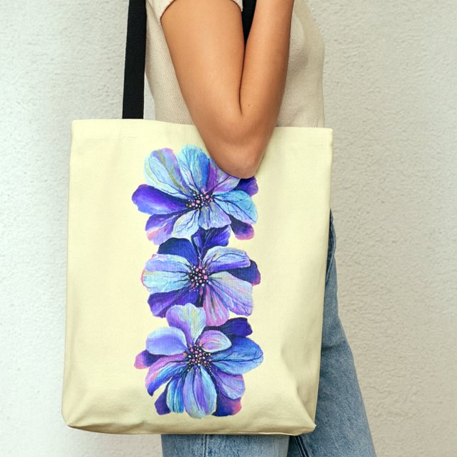 Tote Bag Fleurs de Delphinium Mode Décontracté Chic (Créateur téléchargé)